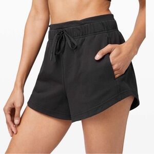 Lululemon Shorts Womens 12 Black Terry Cotton Inner Glow 3 2.5 Running LW7BDRS